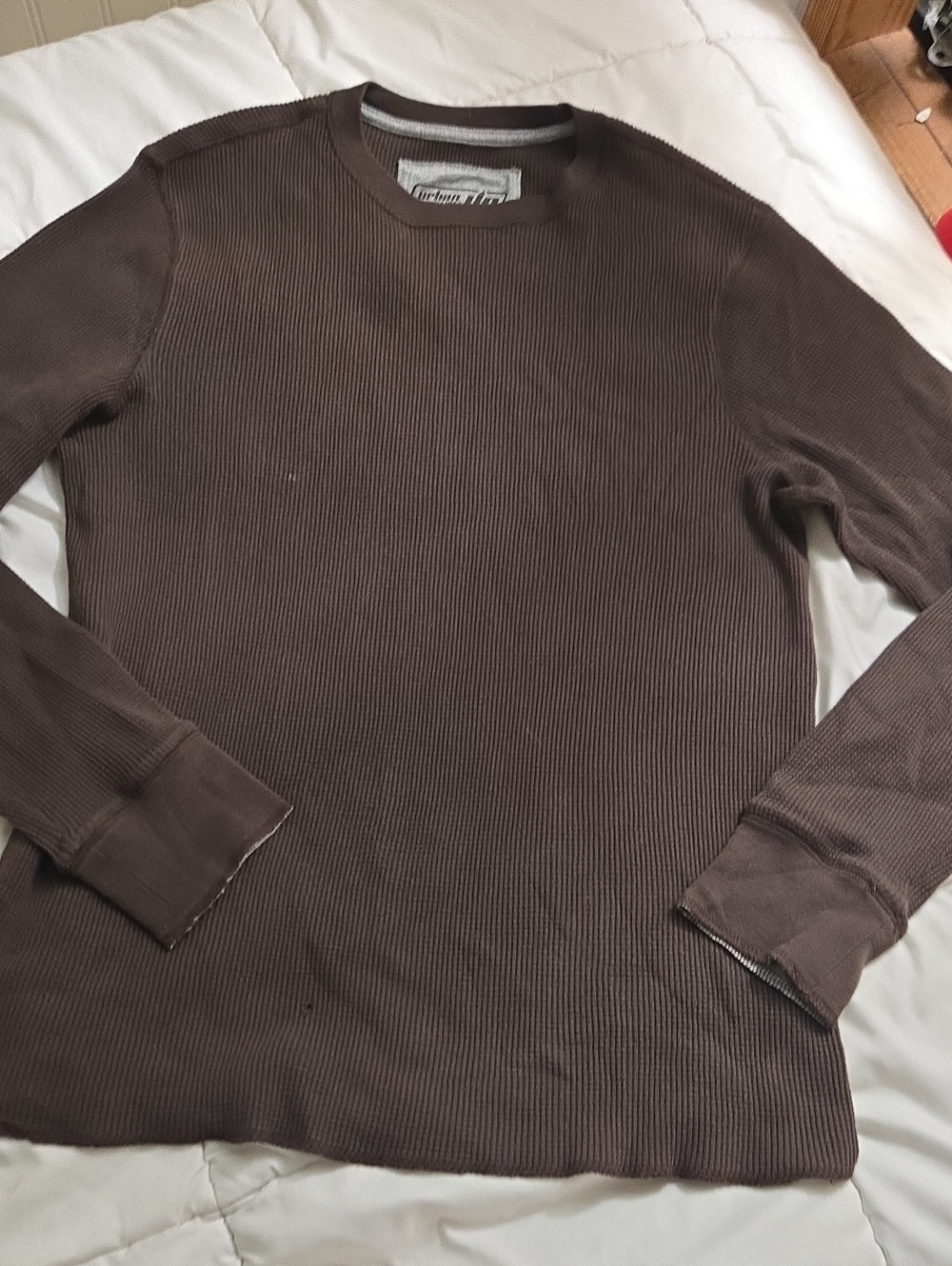 Urban Pipeline Men's Ribbed Long-Sleeve Crewneck Thermal - Brown